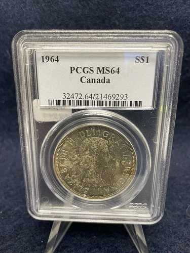 1964年カナダドル1ドル銀貨 PCGS MS64 A2