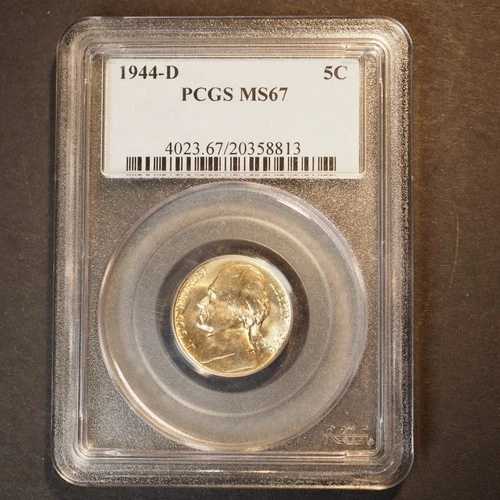 1944年 **D**ジェファーソン ニッケル PCGS MS67 **シルバー** 送料無料! G1991