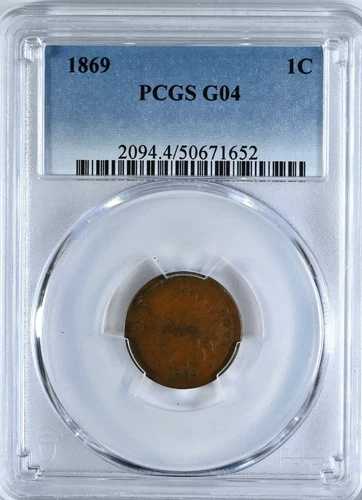 1869年 インディアンヘッド 1セント PCGSグレード G04 BNコイン 2094