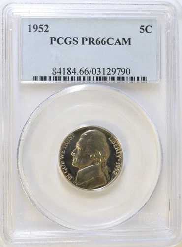 1952年 5C-PCGS-PR66CAM-ジェファーソンニッケル-