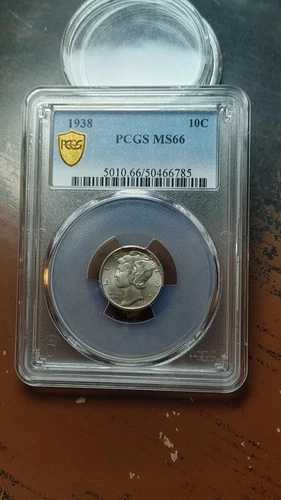 1938年 シルバー マーキュリーダイム 10セント PCGS MS66 ほぼFB 4727 35,035円