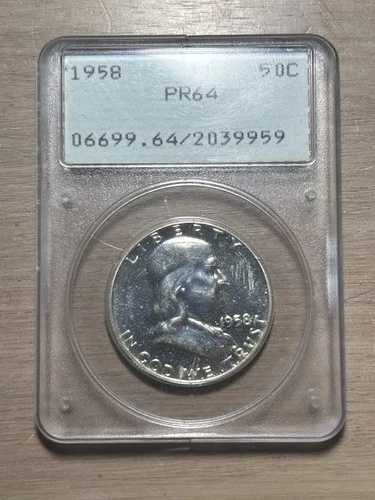 1958年 フランクリン ハーフダラー プルーフ PCGS ラトラー PR64 OGH