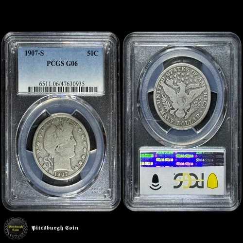 1907-S 50セント バーバー ハーフ ドル PCGS G06