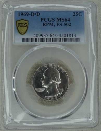 1969-D/D ワシントン クォーター PCGS MS 64 RPM FS-502 米国造幣局 25セントコイン