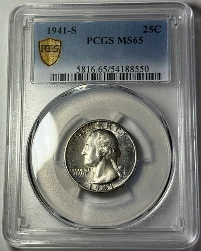 1941-S ワシントン クォーターズ PCGS MS65 - ブルーベリートーン