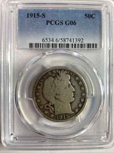 1915-S 50セント バーバー ハーフ ドル PCGS G06