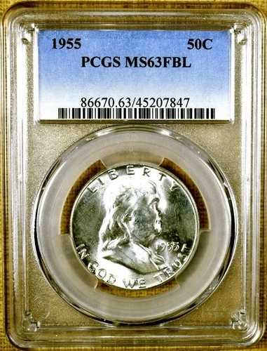 1955年 PCGS MS63 FBL FS-401 バッグス・バニー フランクリン ハーフダラー (847)