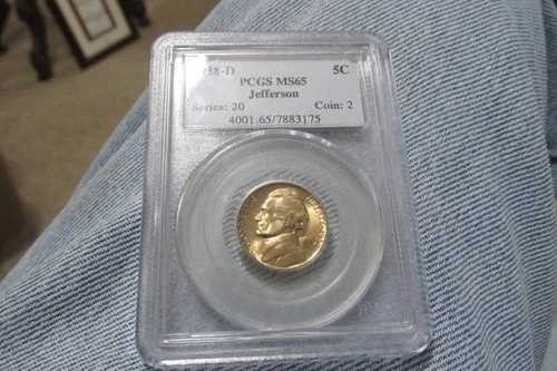 1938年 D ジェファーソン ニッケル 5セント PCGS MS65 | トーン加工 *ゴージャスな色*