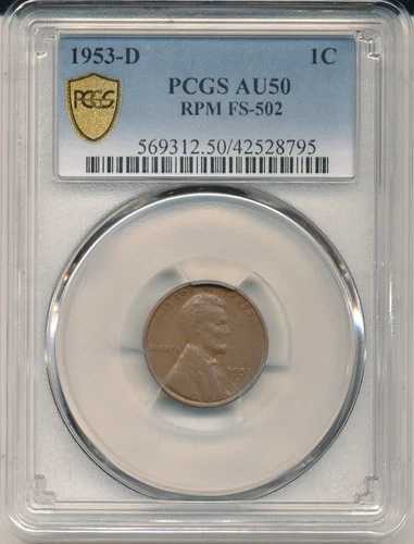 1953-D&D 1セント FS-502 PCGS AU50