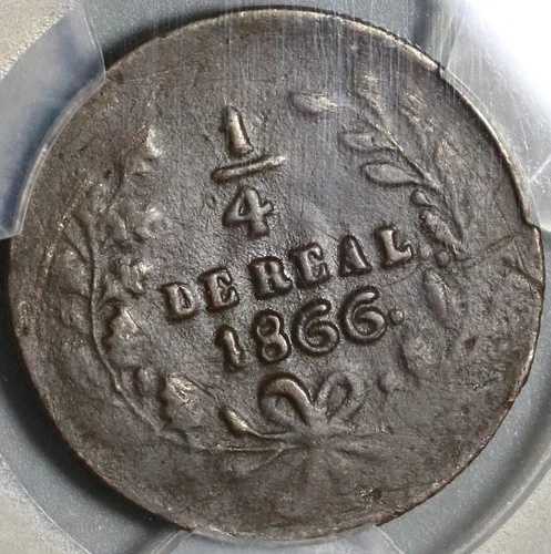 1866年 PCGS VF シナロア 1/4 レアル アン クアルト メキシコ クリアカン州コイン (20070501C)