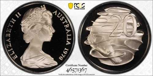 1970年 プルーフ 20セント 20セント オーストラリア PCGS PR69DCAM FDC UNC #3127