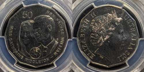 2011年 フィフティセント 50セント ロイヤルウェディング オーストラリア PCGS MS68 FDC GEM UNC #3485