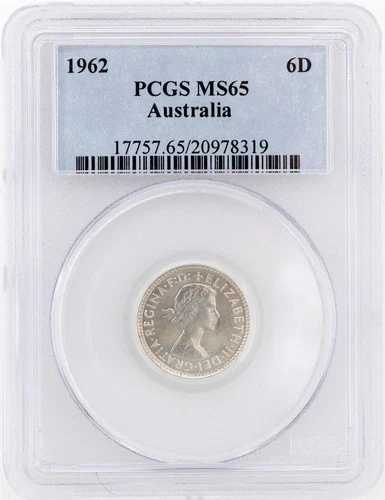 1962年 (m) シックスペンス 6D オーストラリア PCGS MS65