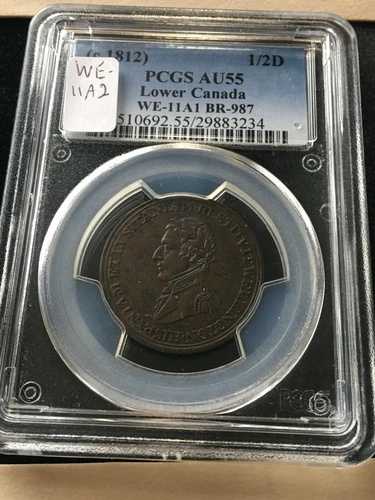 ウェリントン トークン WE-11A1 (A2) ブルトン #987、PCGS グレード**AU-55** 誤った識別。