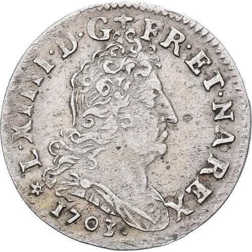 [#639892] フランス、ルイ 14 世、1/16 ECU、5 Sols aux insignes、1703、ストラスボ、ウルグ 42,900円