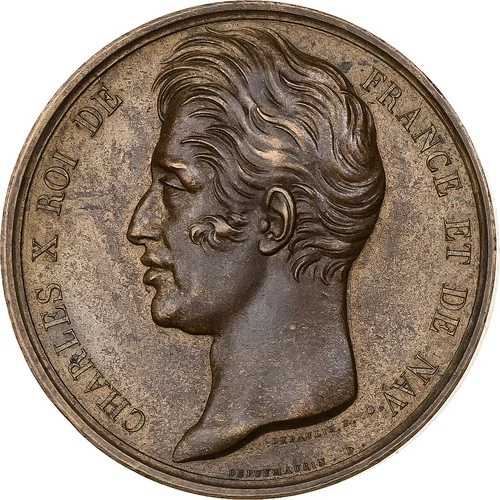 [#1505824] フランス、メダル、シャルル 10 世、トロワ訪問、1828 年、ブロンズ、デポーリス/ド