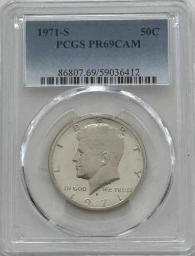 1971-S ケネディ ハーフダラー、50セント、PCGS、PR69CAM、PF 69 カメオ