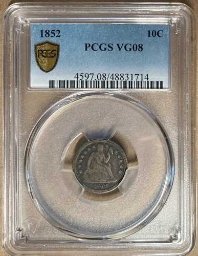 1852年 PCGS VG08 自由の女神座像ダイム 10c-