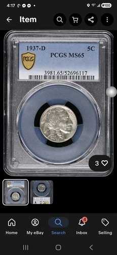 1937-D インディアンヘッド バッファローニッケル PCGS MS65 5C