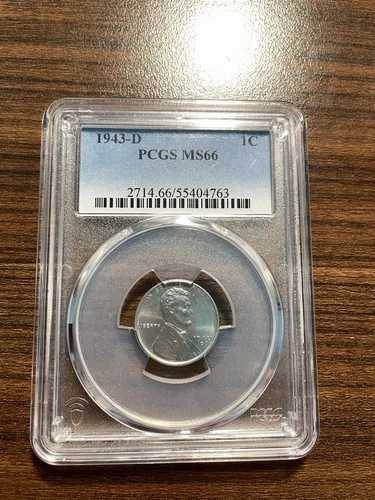 1943-D リンカーン・スチール ウィート・ペニー・セント 1C PCGS MS 66 タイプ2、スチール