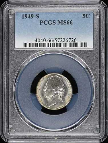 1949-S 5C ジェファーソン ニッケル PCGS MS66