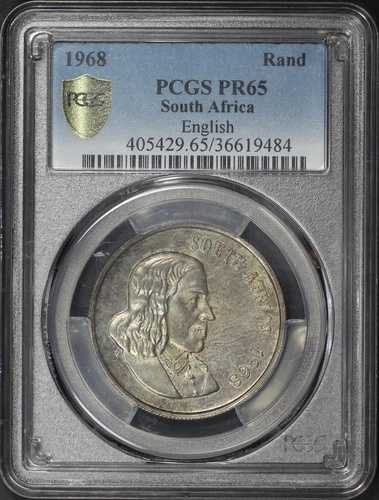 1968年南アフリカ銀貨 イングリッシュランド PCGS PR-65