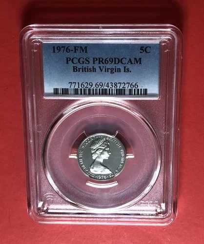 1976-FM -イギリス領ヴァージン諸島-5C、PCGS PR69 ディープカメオ…お買い得品