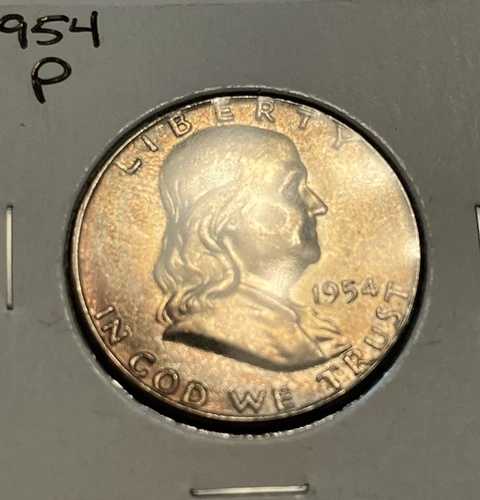 1954年フランクリン・ハーフダラーGEM BU FBL。高品位で魅力的な色調。 36,465円