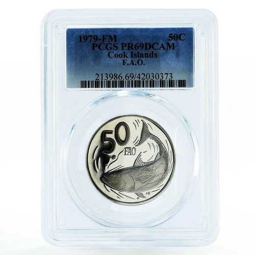 クック諸島 50セント カツオ F.A.O. PR69 PCGS プルーフ CuNi コイン 1979年