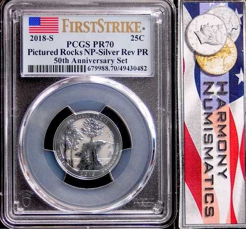 2018 S シルバー クォーター 25セント ピクチャード ロックス NP PCGS REV PR70 ファーストストライク 50周年