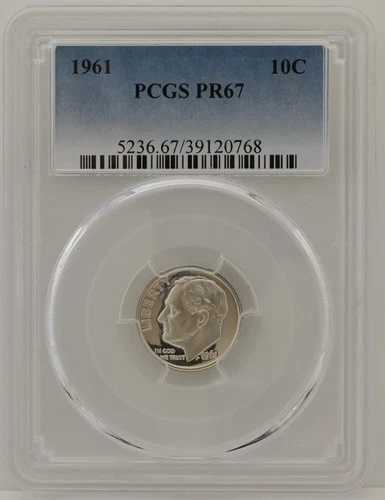 PR67 1961 PCGS グレーデッド プルーフ シルバー ルーズベルト ダイム 希少 UNC カメオ風コイン