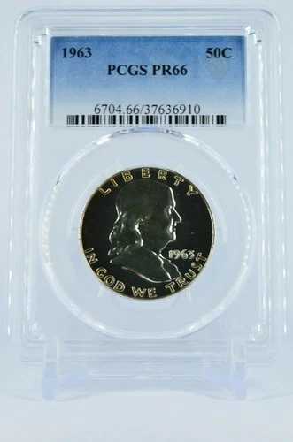 ナチュラルトーンコイン 1963年 PR66 PCGS フランクリンシルバー 50セント プルーフ 希少 送料無料