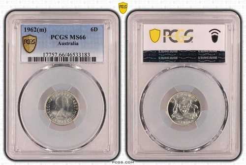 1962年 M シックスペンス 6d オーストラリア PCGS MS66 GEM UNC #3765