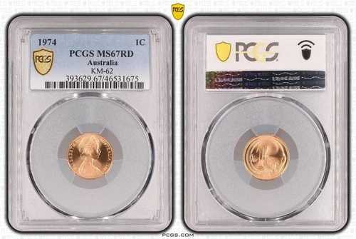 1974年 1セント 1c KM# 62 オーストラリア PCGS MS67RD FDC GEM UNC #3583