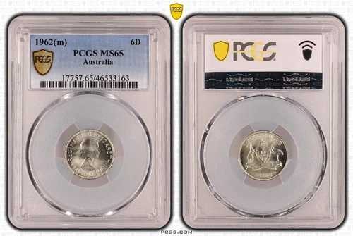 1962年 M シックスペンス 6d オーストラリア PCGS MS65 GEM UNC #3767
