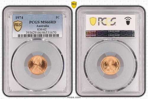 1974年 1セント 1セント オーストラリア KM-62 PCGS MS66RD GEM UNC #3817