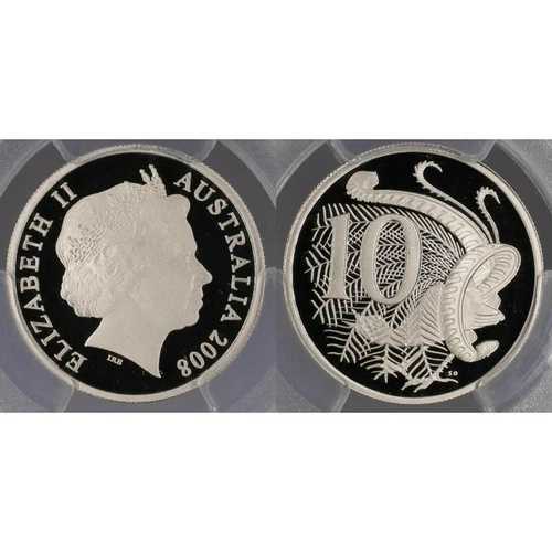 2008 PR70DCAM テンセント 10セント ライアバード オーストラリア PCGS #409