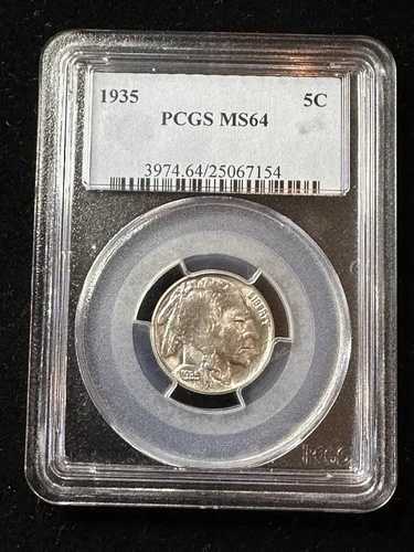 1935 P PCGS MS64 バッファロー ニッケル 5 セント 米国造幣局 1935-P MS-64 ブラスト ホワイト!!!