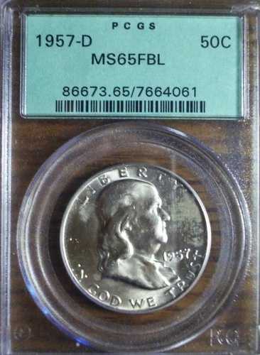 ブリリアント 1957-D MS65FBL シルバー フランクリン - PCGS - OGH