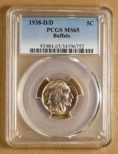 1938年 D/D バッファローニッケル PCGS MS65