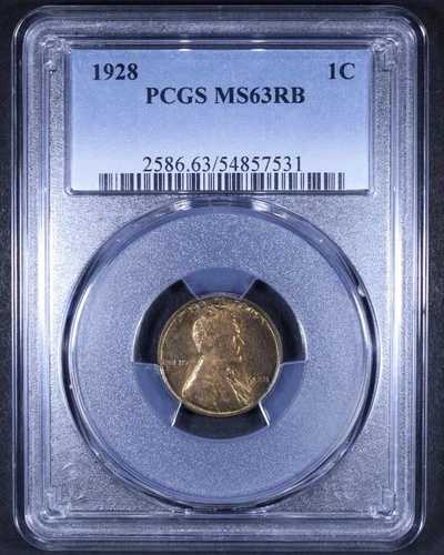 1928年リンカーン小麦セント - 1セント PCGS MS63 RB - レッドブラウン