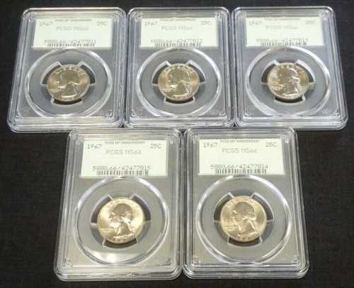 ディーラーロット(5)1967年ワシントンクォーターPCGS MS66レトロホルダー(2255)