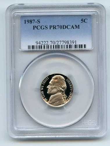 1987年 S 5C ジェファーソンニッケル グレード PCGS AS PR70 DCAM \