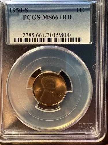 1950-S リンカーン ウィート セント MS66+ RD PCGS