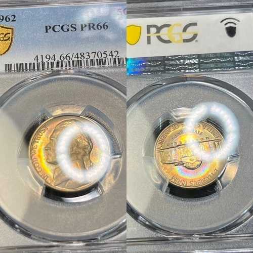 PR66 1962年 5C ジェファーソンプルーフニッケル PCGS トゥルービュー プリティレインボートーン-