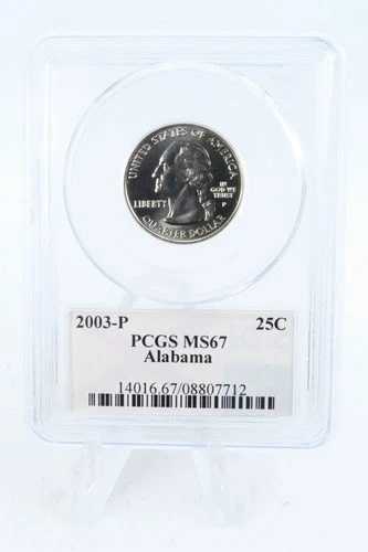 2003-P PCGS MS67 アラバマ州クォーター ビジネスストライク 25セント