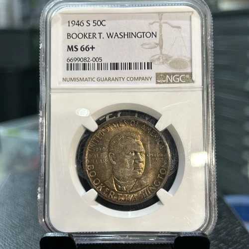 NGC MS66+ 1946-S ブッカー・T・ワシントン ハーフダラー 素晴らしいオリジナルトーンコイン