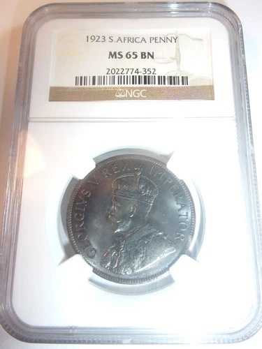 南アフリカ ジョージ5世 1923年 1ペニー NGC MS 65 BN 24dj19