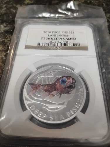 2010年 ランターフィッシュ ディープシー ピトケアン カラー プルーフ シルバー $2 NGC PF70 ウルトラカメオ