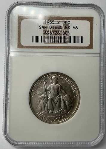 1935-S 米国ハーフドル記念サンディエゴ NGC MS 66